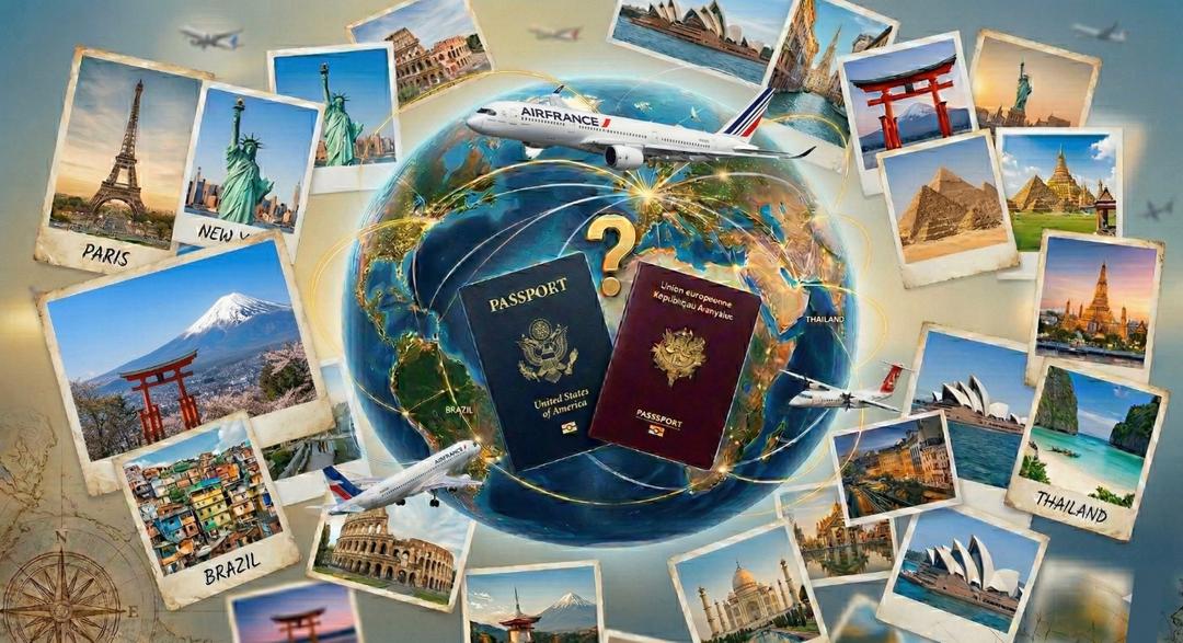 Le globe avec des destinations en avion dans le monde