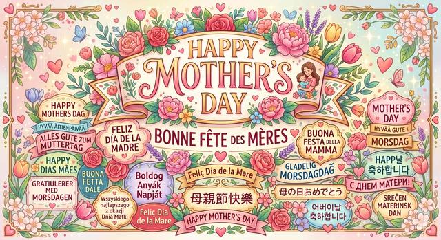 Une carte de fête des mères en toutes les langues