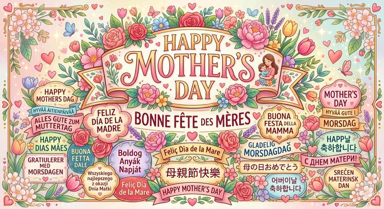 Une carte de fête des mères en toutes les langues