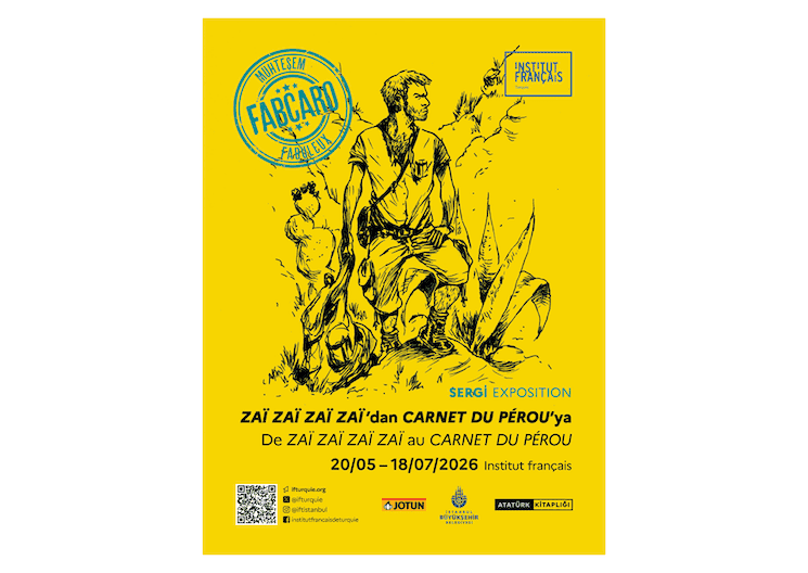 Affiche de l’exposition Fabuleux Fabcaro à l’Institut français d’Istanbul du 20 mai au 18 juillet 2026