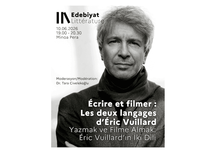 Éric Vuillard à Istanbul lors d'une rencontre littéraire organisée par l'Institut français de Turquie à Minoa Pera le 10 juin 2026