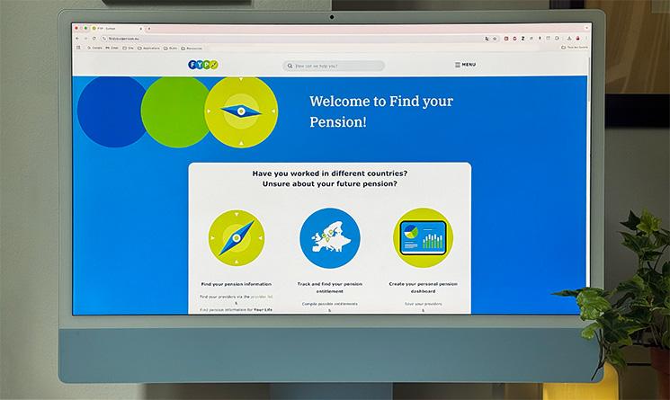 écran d'ordinateur, page web ouverte sur le site Findyourpension