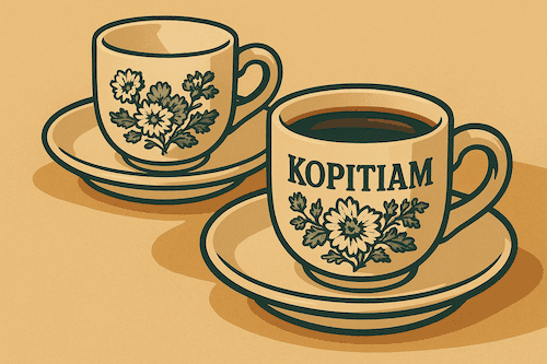 les tasses de kopitam à Singapour