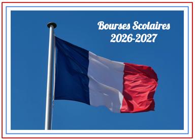 Le drapeau Français avec la phrase Bourses Scolaires 2026-2027